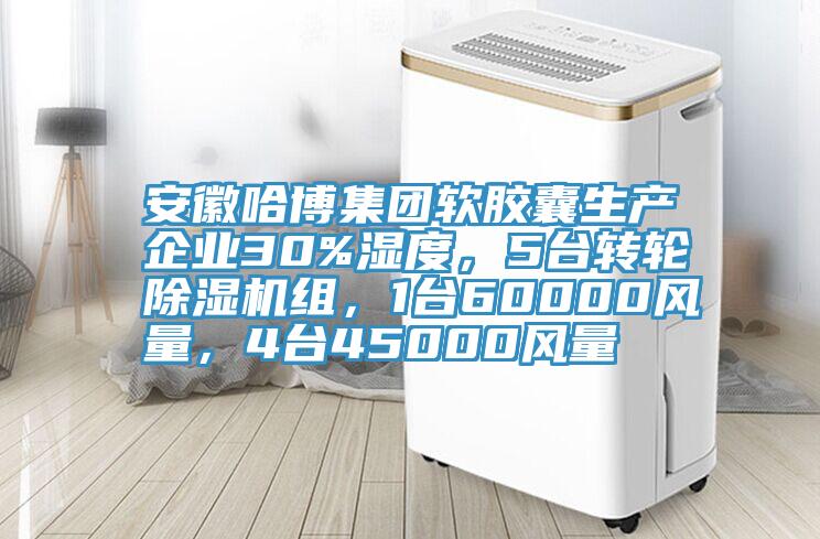 安徽哈博集團(tuán)軟膠囊生產(chǎn)企業(yè)30%濕度，5臺(tái)轉(zhuǎn)輪除濕機(jī)組，1臺(tái)60000風(fēng)量，4臺(tái)45000風(fēng)量